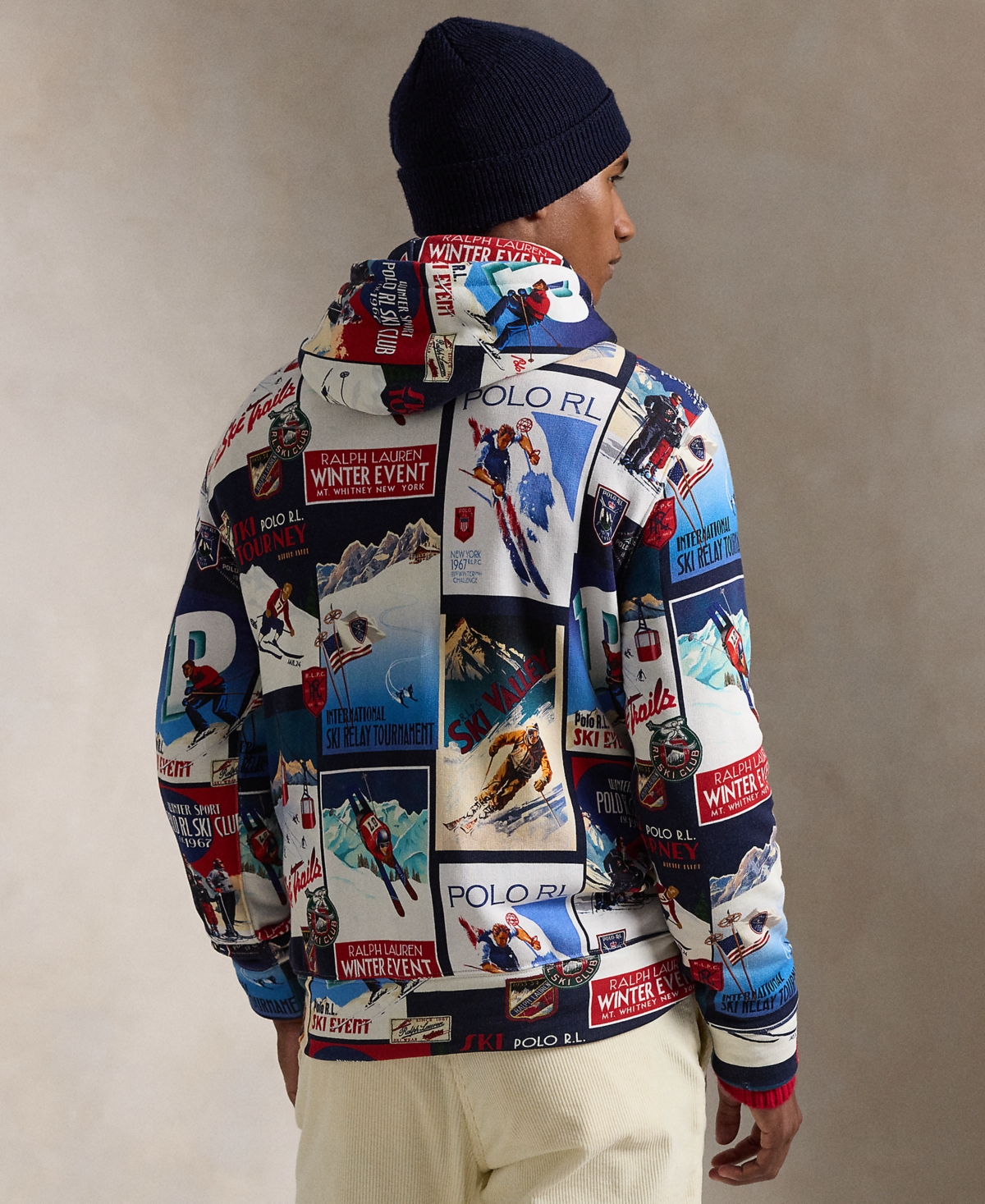 Polo Ralph Lauren Men's Patchwork-Ski-Print Fleece Hoodie