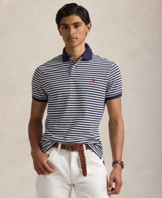Men's Classic-Fit Striped Mesh Polo Shirt