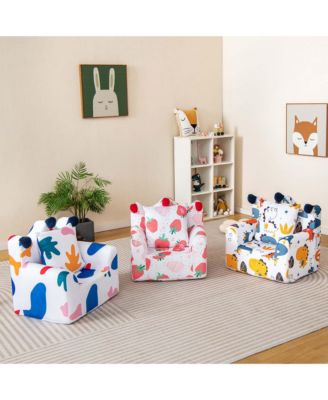   Toddler Size   Foam-Filled Fabric  Dinosaur Design, Removable Cover, Pillow  Kids Sofa Chair