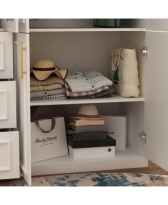 6-Door Big Armoires with 2 Hanging Rods, 3-Drawers, Shelves