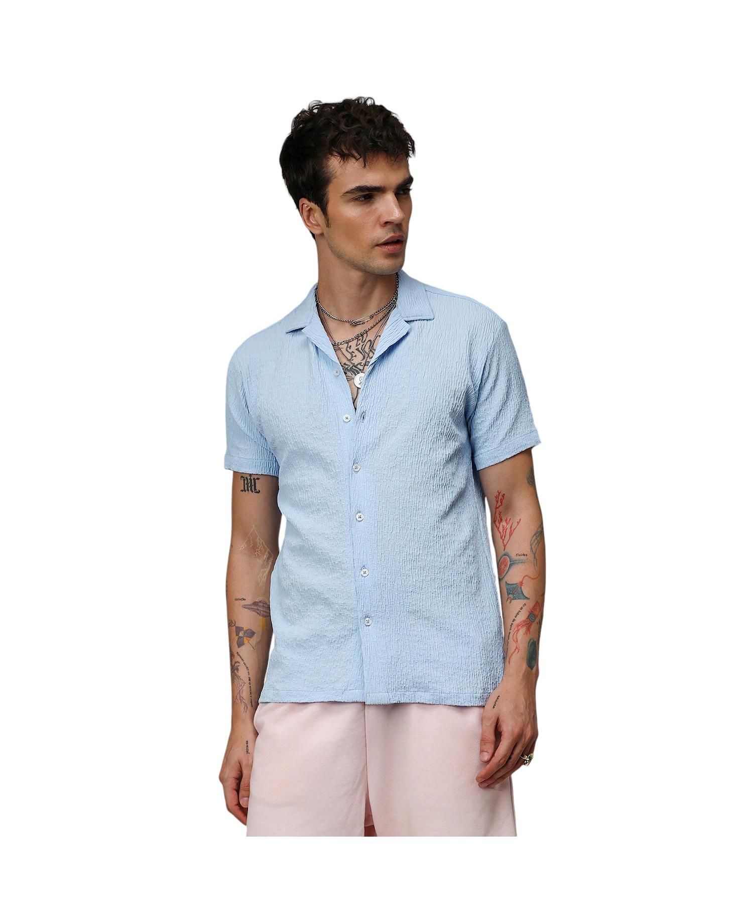 Men's Sky Blue Creased Shirt
