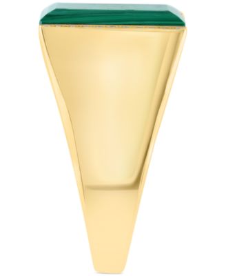 EFFY&reg; Men's Malachite & Diamond (1/10 ct. t.w.) Ring in Gold-Plated Sterling Silver