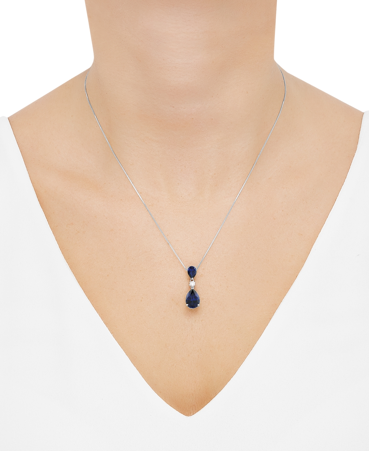 Grown With Love Lab Grown Emerald (3-1/3 Ct. T.w.) & Lab Grown Diamond (1/8 Ct. T.w.) 18" Pendant Necklace In 14k Go In Sapphire