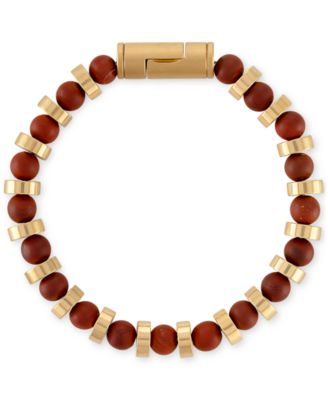 Red Jasper & Gold-Tone Stainless Steel Bracelet