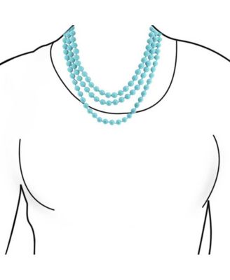 Classic Western Style 10MM Round Ball Bead Endless 70 Inch Long Strand Double Triple Wrap Layer Synthetic Blue Turquoise Necklace