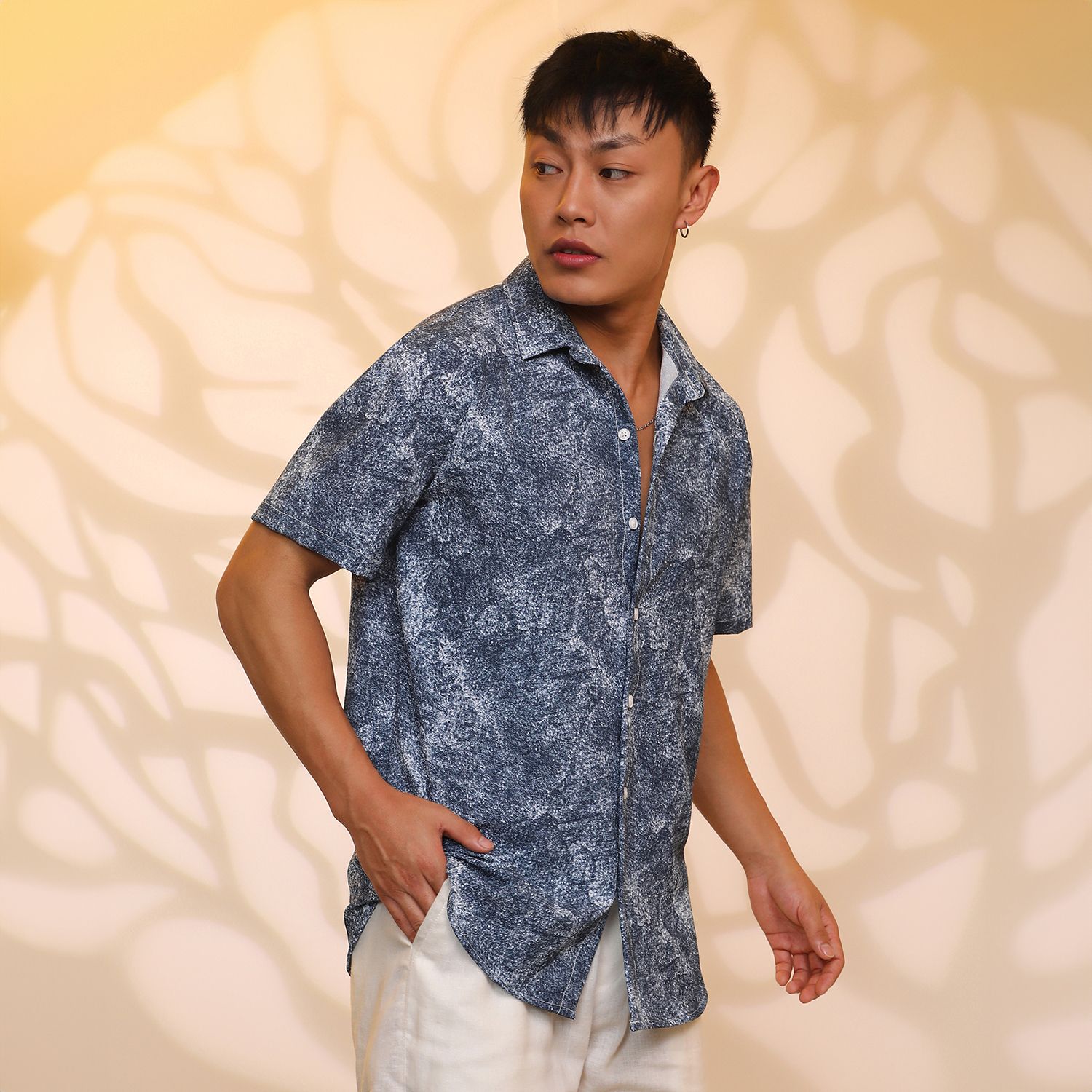 Men's Navy Blue Contrast Hazy Shirt