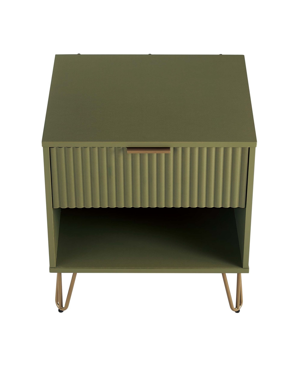 Manhattan Comfort 1- Piece Dumbo Medium-density Fiberboard 1-drawer Modern Nightstand In Olive Green
