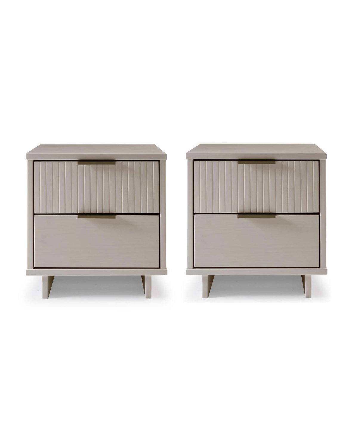 Manhattan Comfort 2-Piece Granville Solid Pine Wood 2-Drawer Nightstand Set
