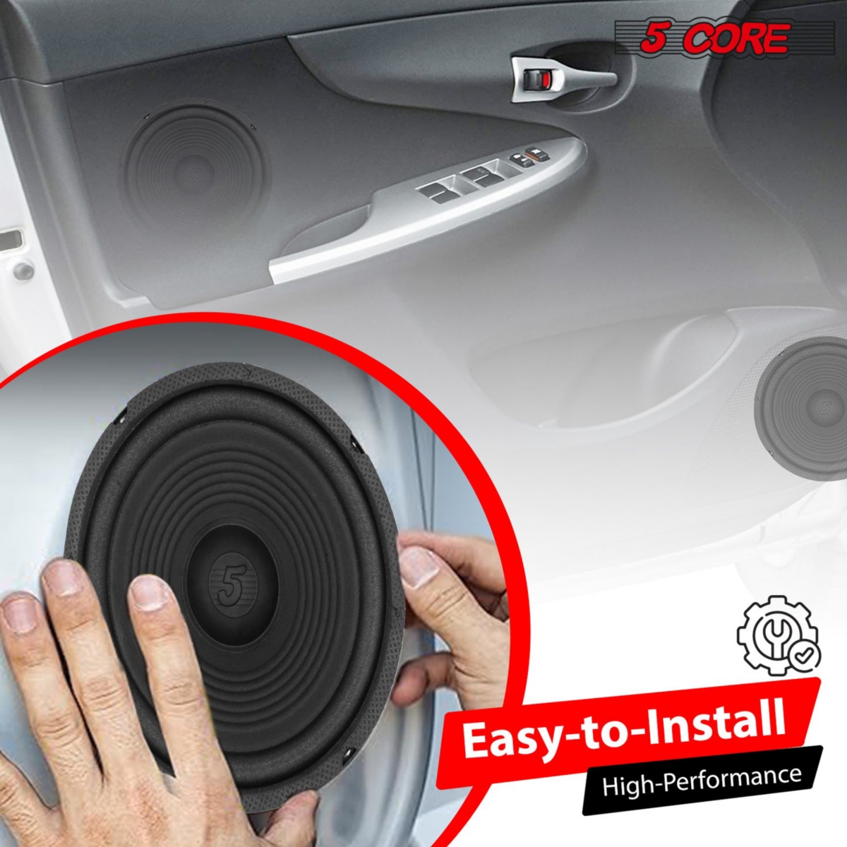 5 Core 8 Inch Subwoofer Pair • 500W Pmpo 4 Ohm Car Bass Sub Woofer • Replacement Speaker w Voice Coil • Bocinas para Carro