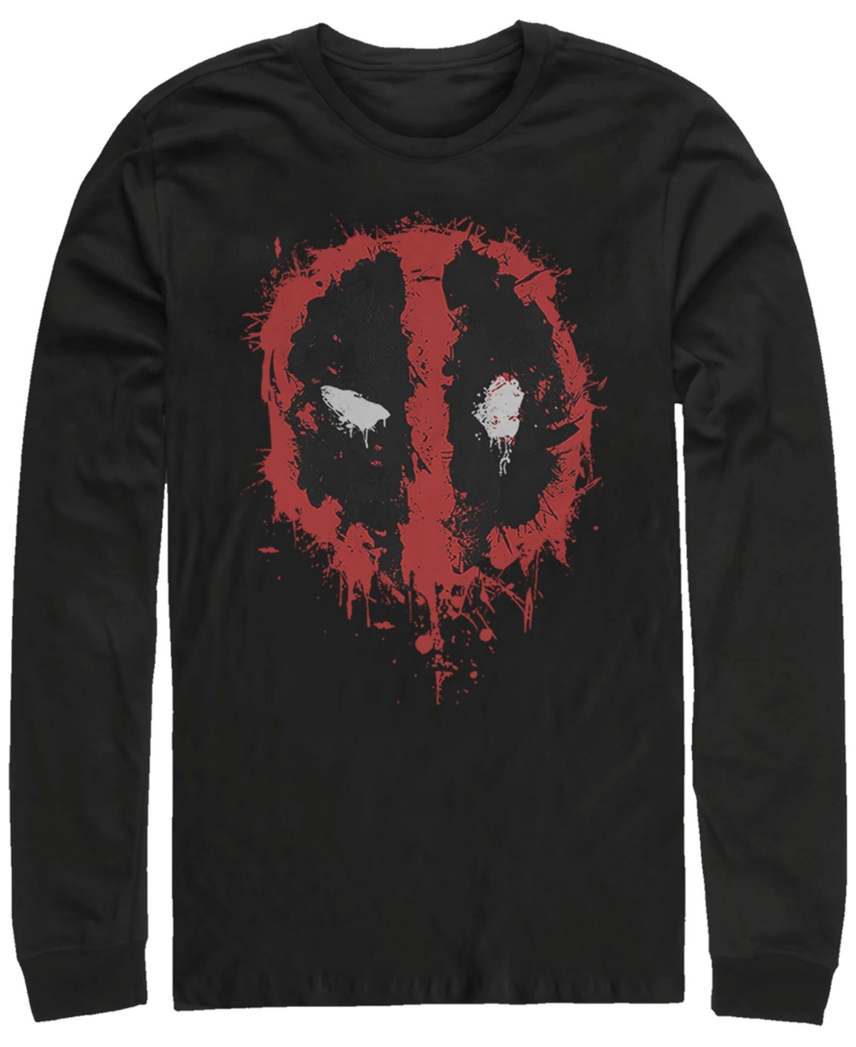 Fifth Sun Mens Deadpool Splatter Icon Long Sleeve T-shirt In Black