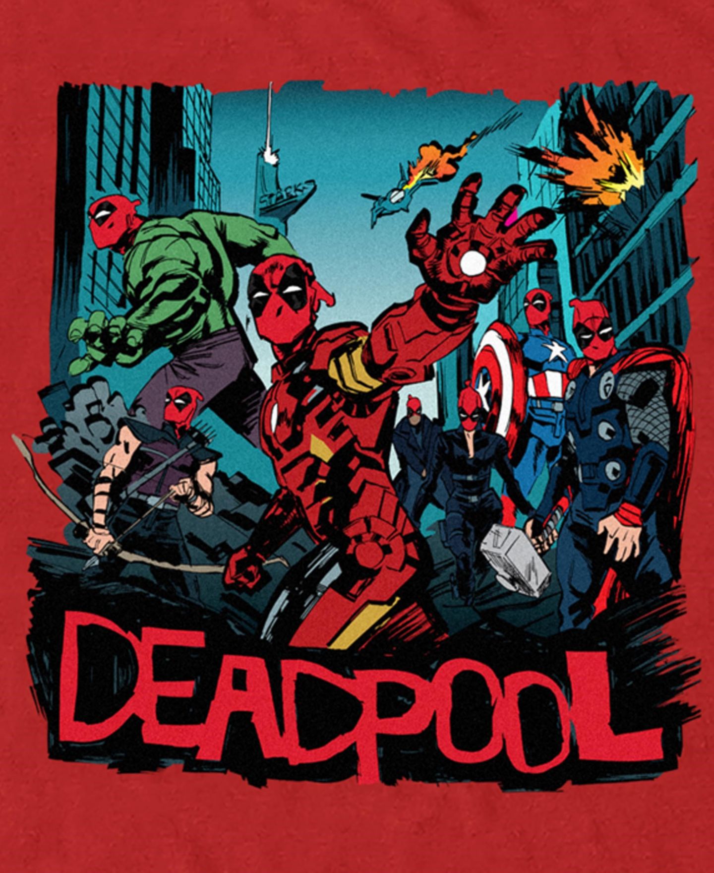 Мужская футболка Fifth Sun Deadpoop Like Avengers Short Sleeve, цвет: Красный — фото 3