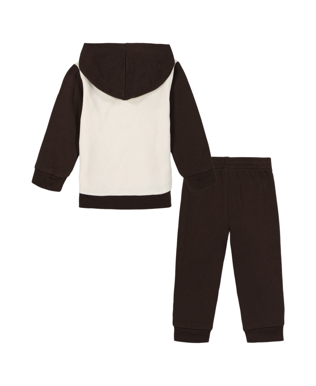 Calvin Klein Baby Boy Colorblock Fleece Hoodie Side-Striped Joggers, 2-Piece Set -Irish Cream/Java/Emperador