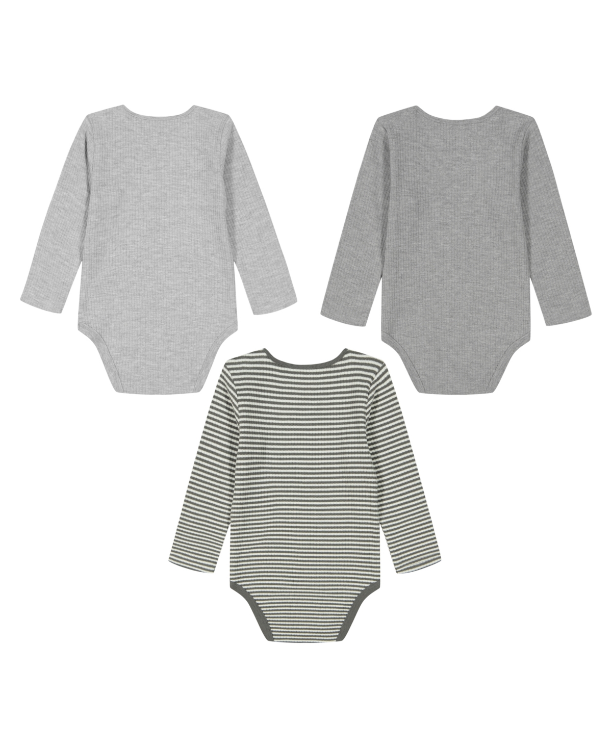 CALVIN KLEIN BABY BOY LONG SLEEVE DROP NEEDLE BODYSUITS, 3-PIECE SET 