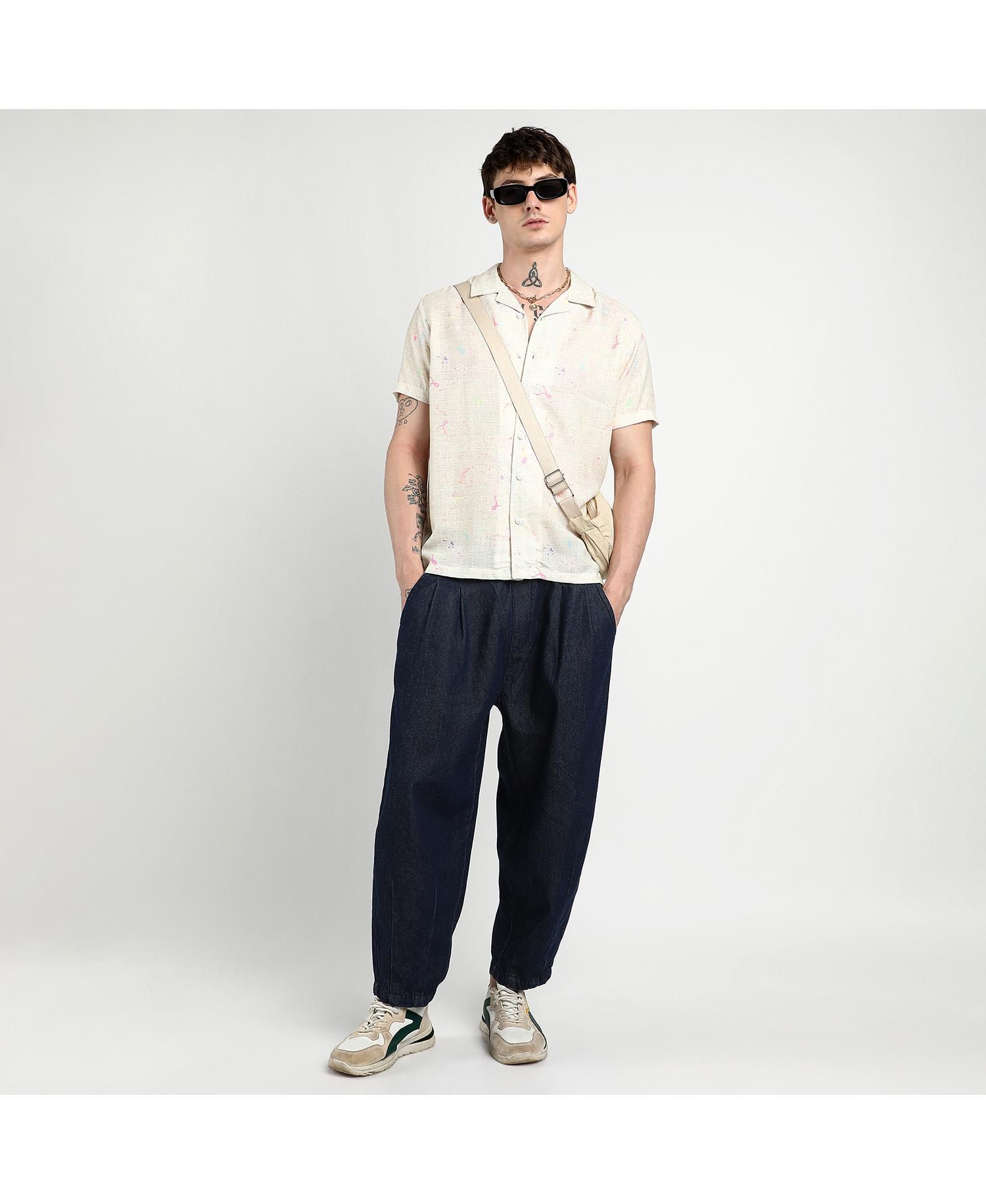 Men's Off-White Heathered Drawn Shirt