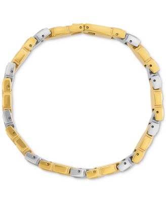 Diamond Chevron Link Bracelet (1/4 ct. t.w.) in Stainless Steel & Gold-Tone Ion-Plate, Exclusively at Macy's