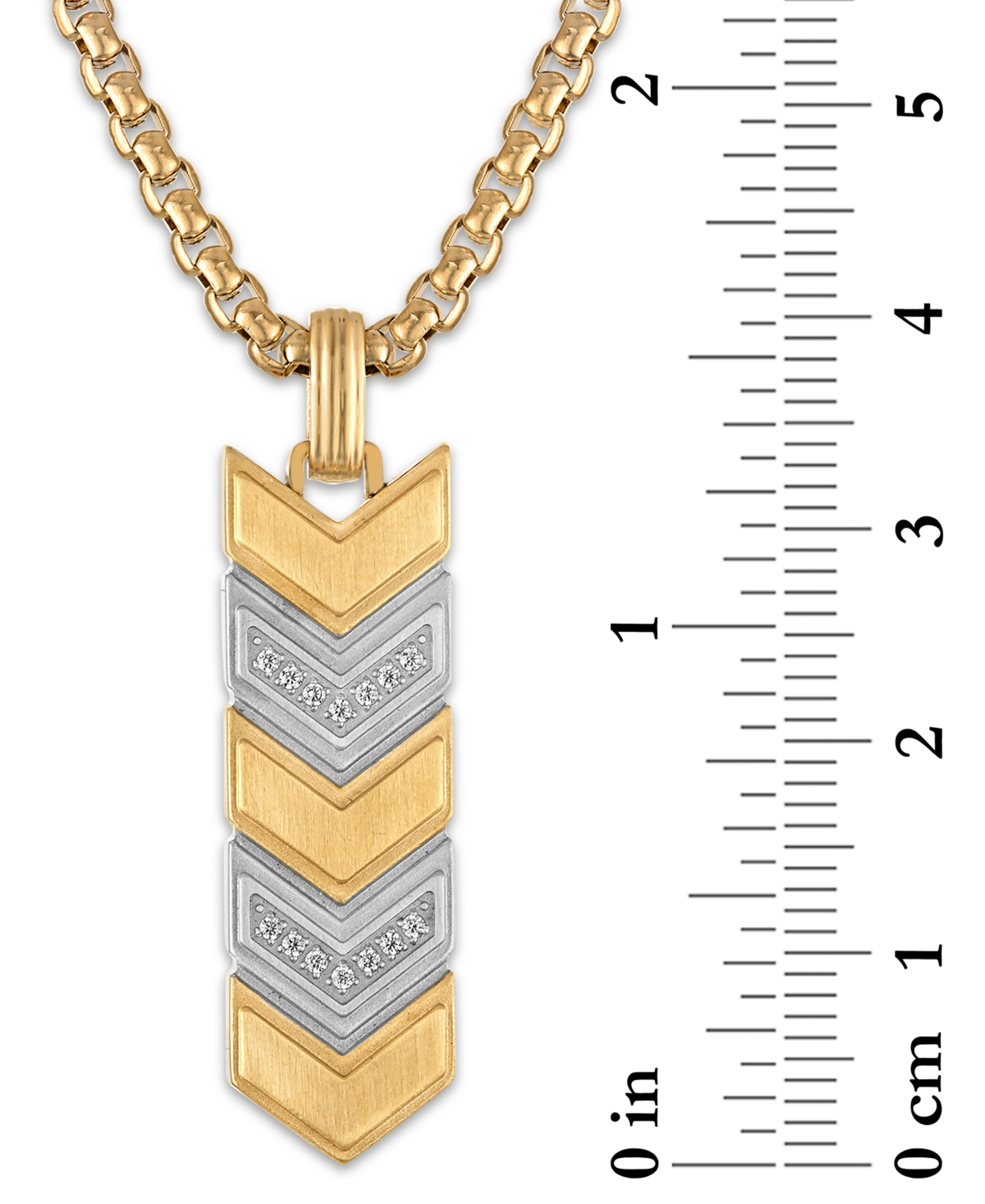 ESQUIRE MEN'S JEWELRY DIAMOND CHEVRON LINK DOG TAG PENDANT NECKLACE (1/6 CT. T.W.) IN STAINLESS STEEL & GOLD-TONE PLATED S 