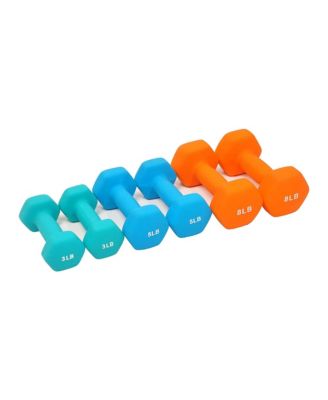 3, 5, and 8 Pound Neoprene Coated Dumbbell Set with Stand