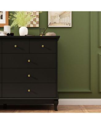 10-Drawer Wood Double Dresser Storage Cabinet