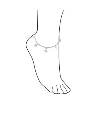 Nature Garden Multi Dangle Charm Butterfly Anklet Foot Ankle Bracelet .925 Sterling Silver Adjustable 9 To 10 Inch
