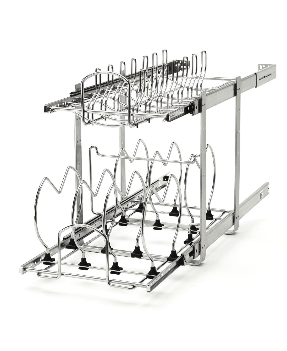 Pullout Cabinet Pot and Pan Organizer, 12" Width, 5CW2-1222-cr - Silver