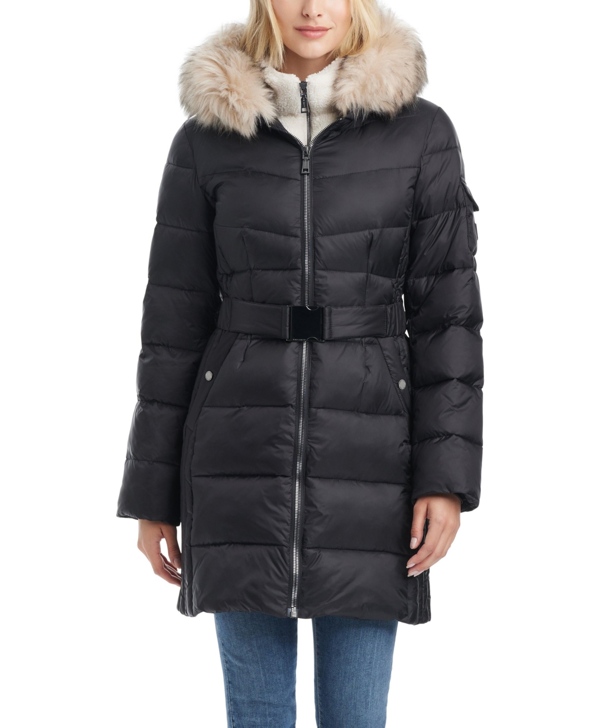 Women's Mid-Length Fitted Puffer Coat - Olive