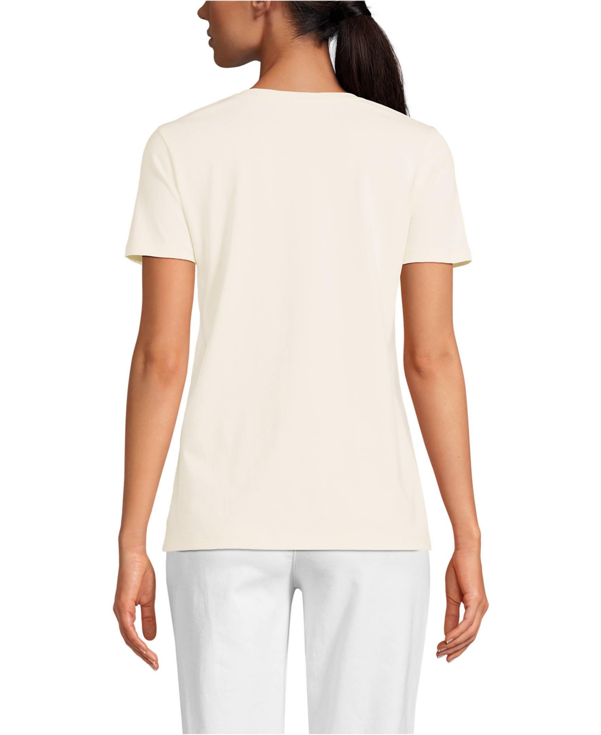 Lands' End Women's Tall Relaxed Supima Cotton V-Neck T-Shirt