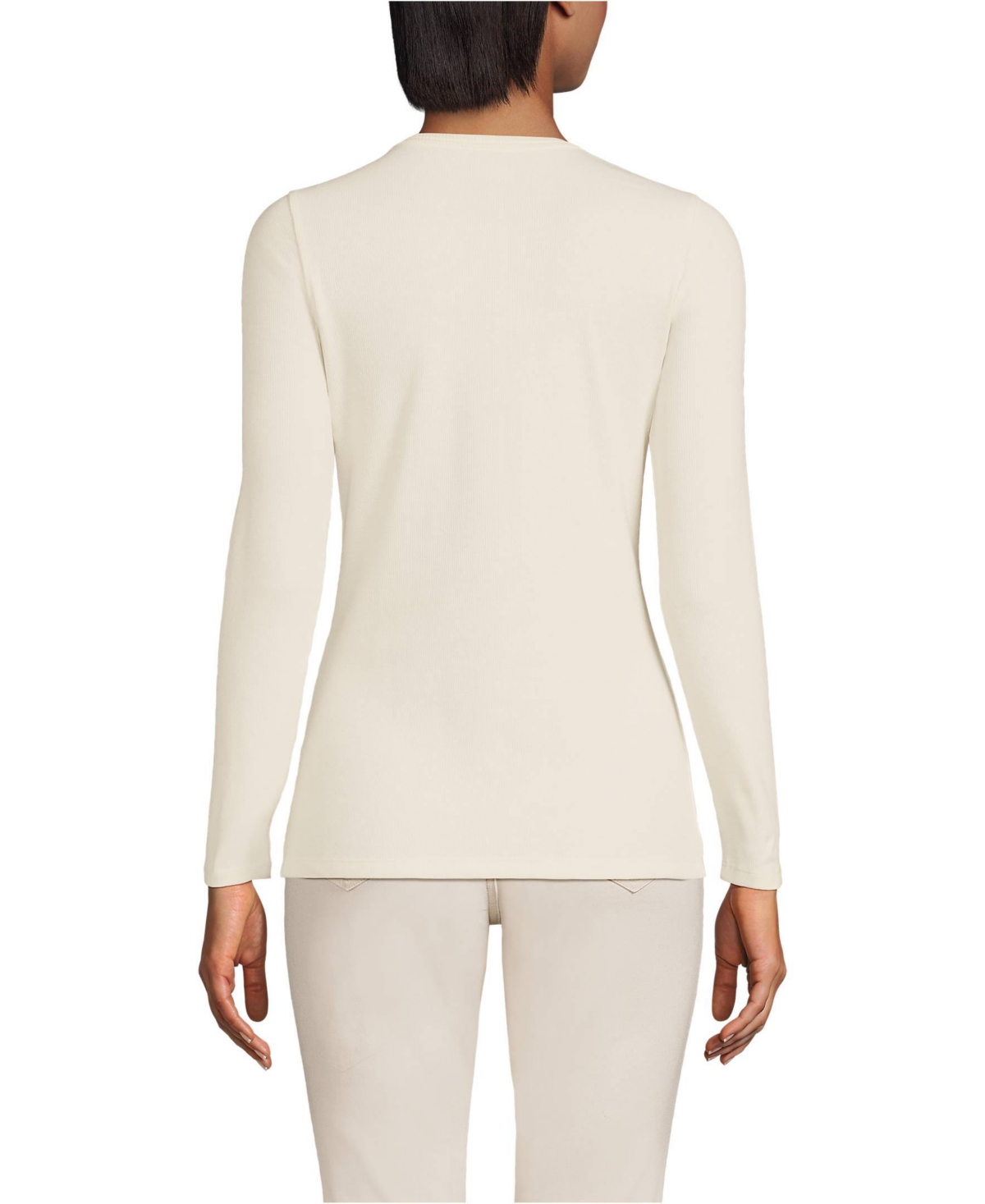 Lands' End Women's Tall Sleeve Micro Rib T-Shirt