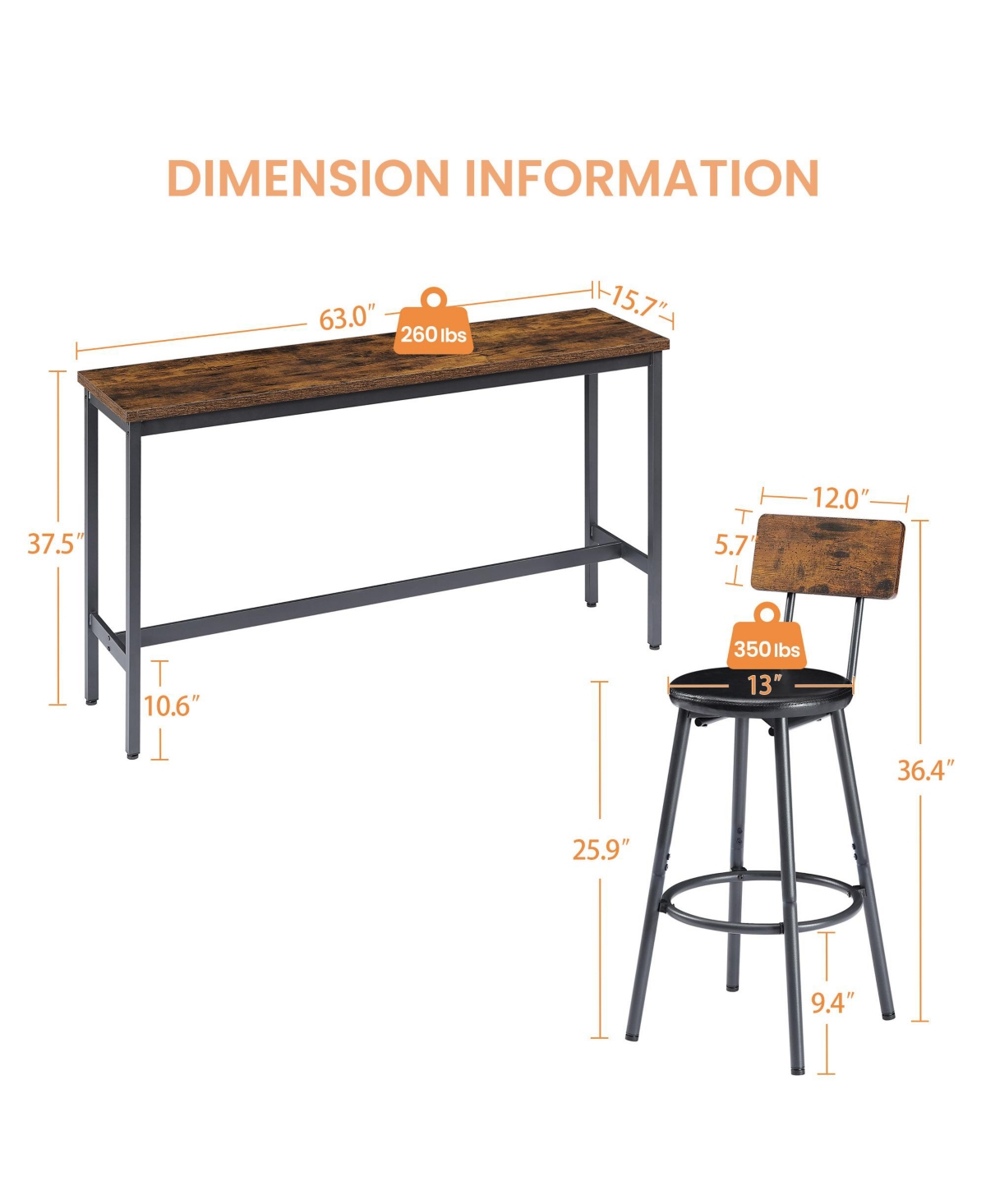 Slickblue Long Bar Table Set with 3 Pu Leather Upholstered Bar Stools for Modern Home or Kitchen