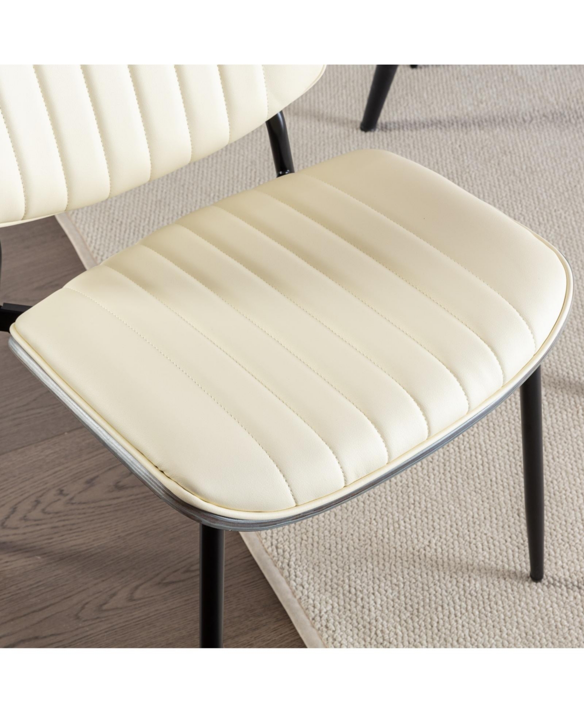 Slickblue Set of 2 Mid-Century Modern Dining Chairs with Retro Faux Leather Stylish and Comfortable