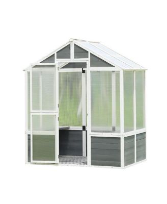 Wooden Polycarbonate Walk-in Greenhouse Outdoor Garden Shed for Plants, Patio & Backyard