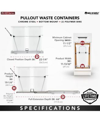 Double Pullout Trash Can 27 qt. for Kitchen, Silver, RV-15KD-17C S