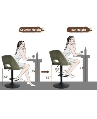 2-Pc. Fabric 360° Swivel Adjustable Barstools