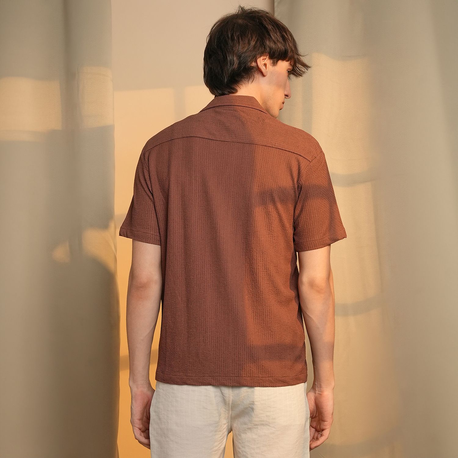 Men's Chocolate Brown Micro Zig-Zag Shirt