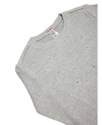 Girls Embellished Daisy Ribbed Top and Wide Leg Pants 2 Piece Lounge Set and Headband