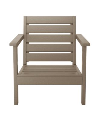 Outdoor Modern HDPE Patio Weathered Wood Club Chair with Deep Seat Cushions