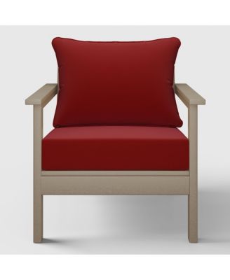 Outdoor Modern HDPE Patio Weathered Wood Club Chair with Deep Seat Cushions