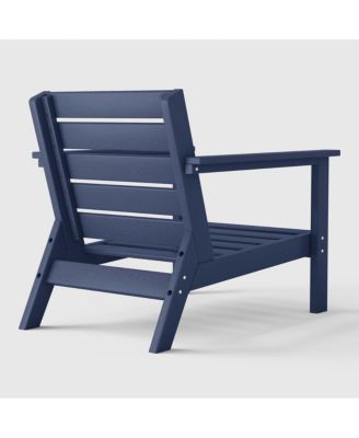 Outdoor Modern HDPE Patio Navy Blue Club Chair with Deep Seat Cushions