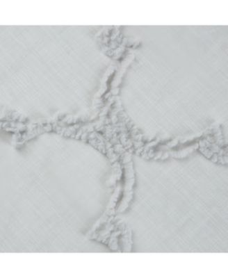 Premium 2-Panel Moroccan Embroidered Design Textured Sheer Curtain Panels - for Windows Living Room Bedroom Kitchen Office - Translucent Window Drapes for Home - 52 x 96 Inches Long - White