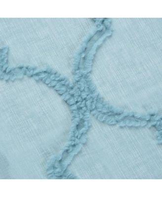 Premium 2-Panel Moroccan Embroidered Design Textured Sheer Curtain Panels - for Windows Living Room Bedroom Kitchen Office - Translucent Window Drapes for Home - 52 x 108 Inches Long - White