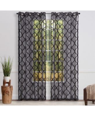 Premium 2-Panel Faux Linen Shimmer Textured Sheer Curtain Panels - for Windows Living Room Bedroom Office - Translucent Window Drapes for Home- 52 x 63 Inches Long - Taupe