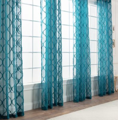 Premium 2-Panel Faux Linen Shimmer Textured Sheer Curtain Panels