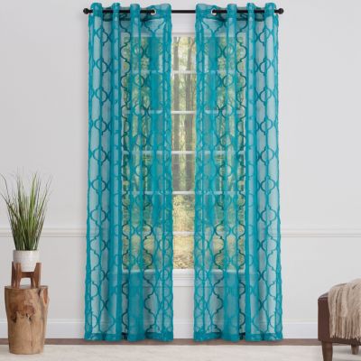 Premium 2-Panel Faux Linen Shimmer Textured Sheer Curtain Panels