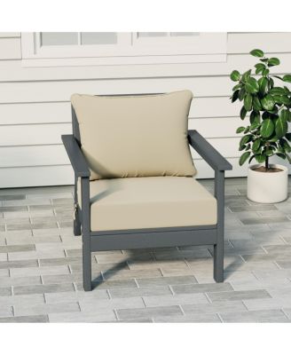 Outdoor Modern HDPE Patio Gray Club Chair with Deep Seat Cushions