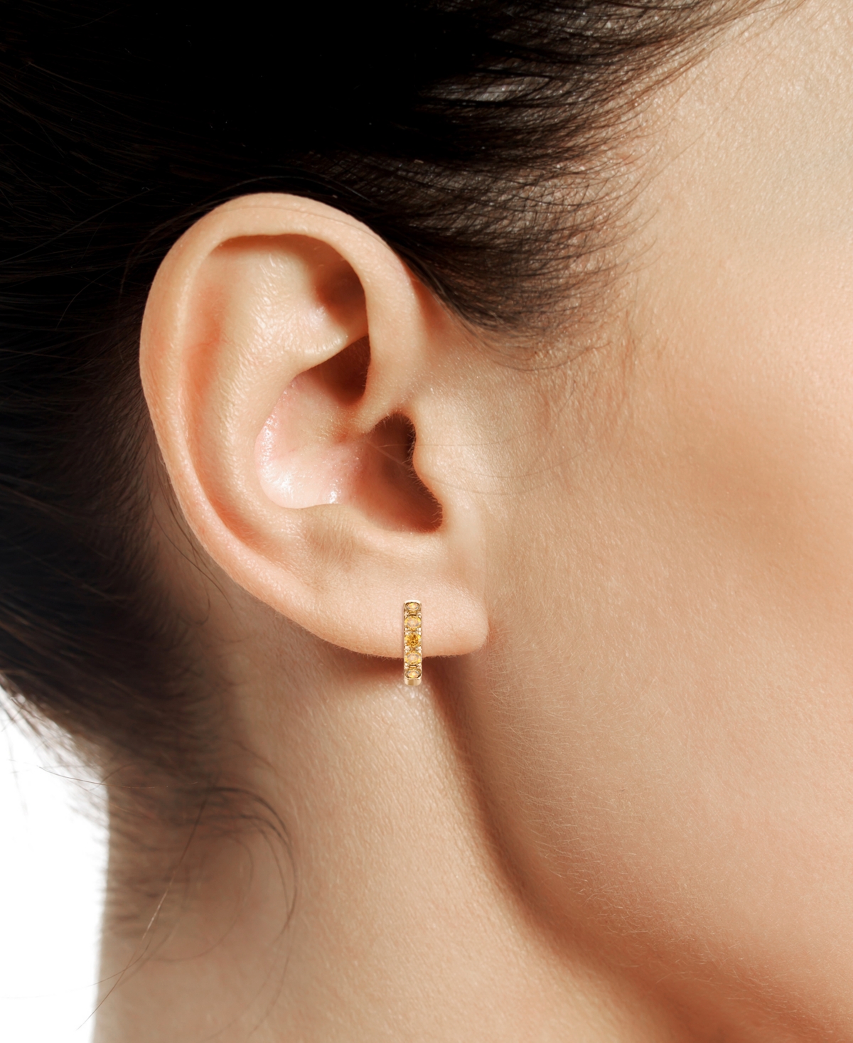 Macy's Lab Grown Ruby Five Stone Small Hoop Earrings (5/8 Ct. T.w.) In 10k Gold, 0.5" (also Available In Ci In Citrine