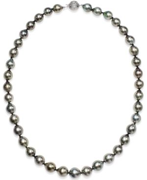 image of Tahitian Multi-Color Pearl (9-11mm) Strand Necklace in 14k White Gold