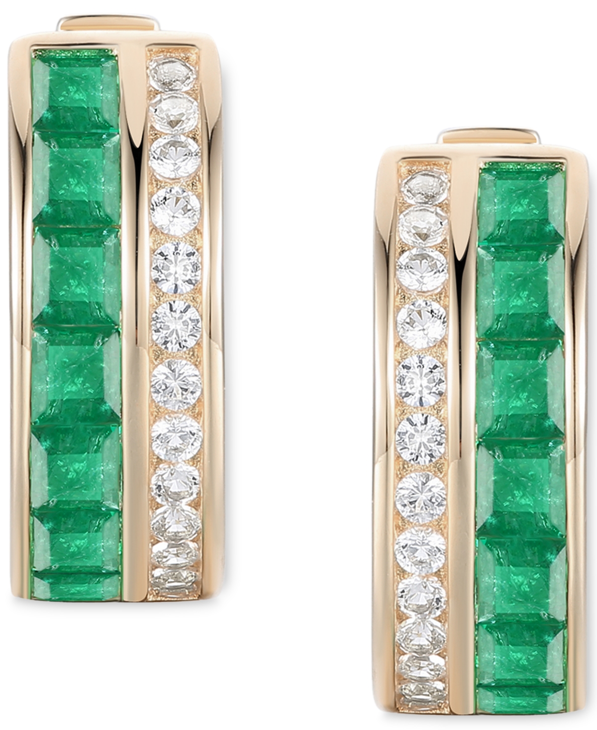 Macy's Ruby (1-5/8 Ct. T.w.) & Diamond (1/4 Ct. T.w.) Small Hoop Earrings In 14k Gold, 0.5 (also Available 