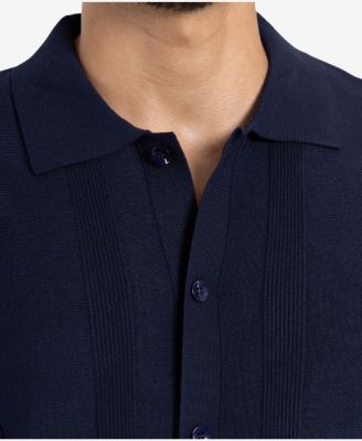Men's Classic Ribbed Texture Polo Sweater