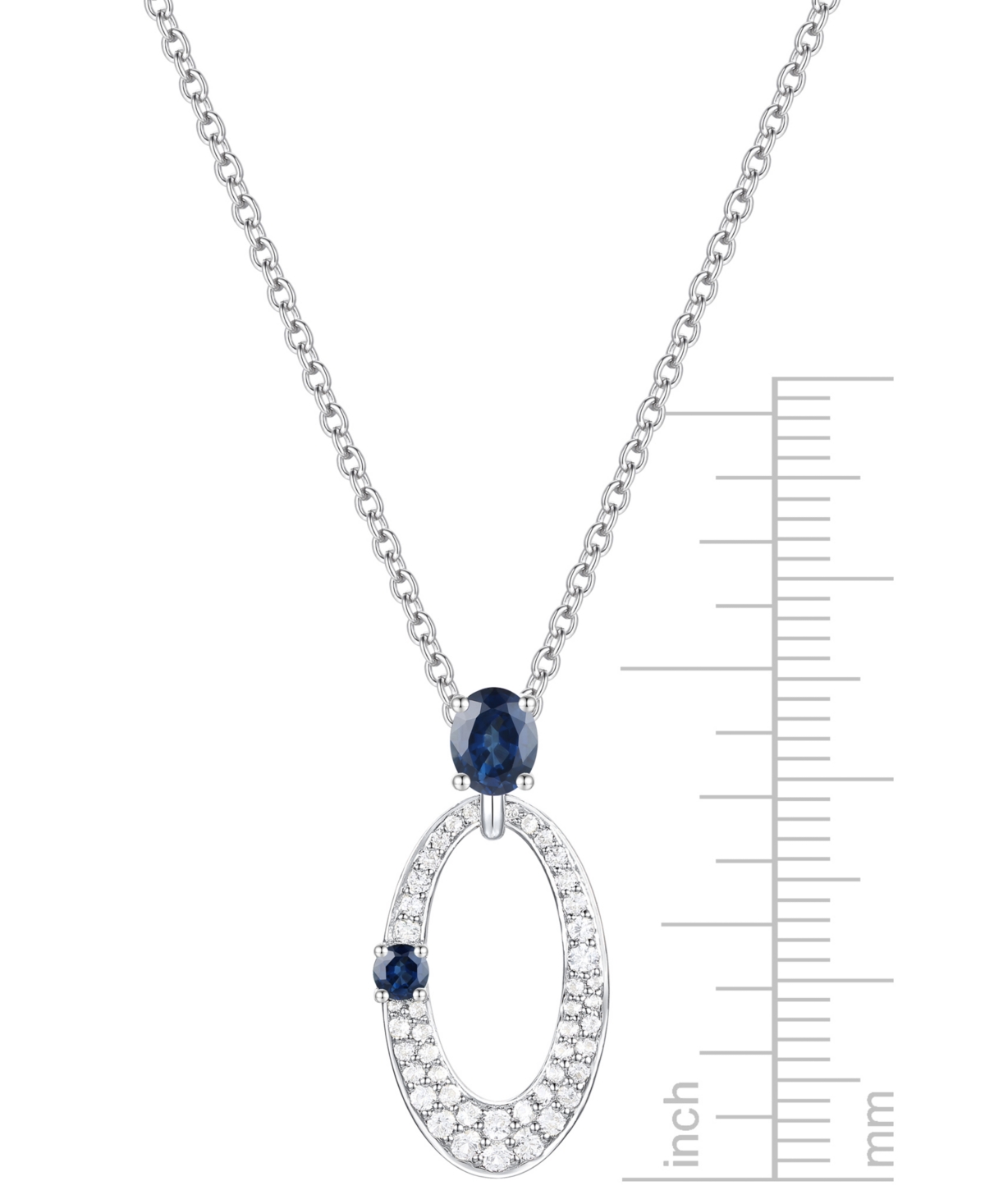 (1/2 ct. t.w.) & Diamond (1/3 ct. t.w.) Oval Pendant Necklace in 14k White Gold - Sapphire
