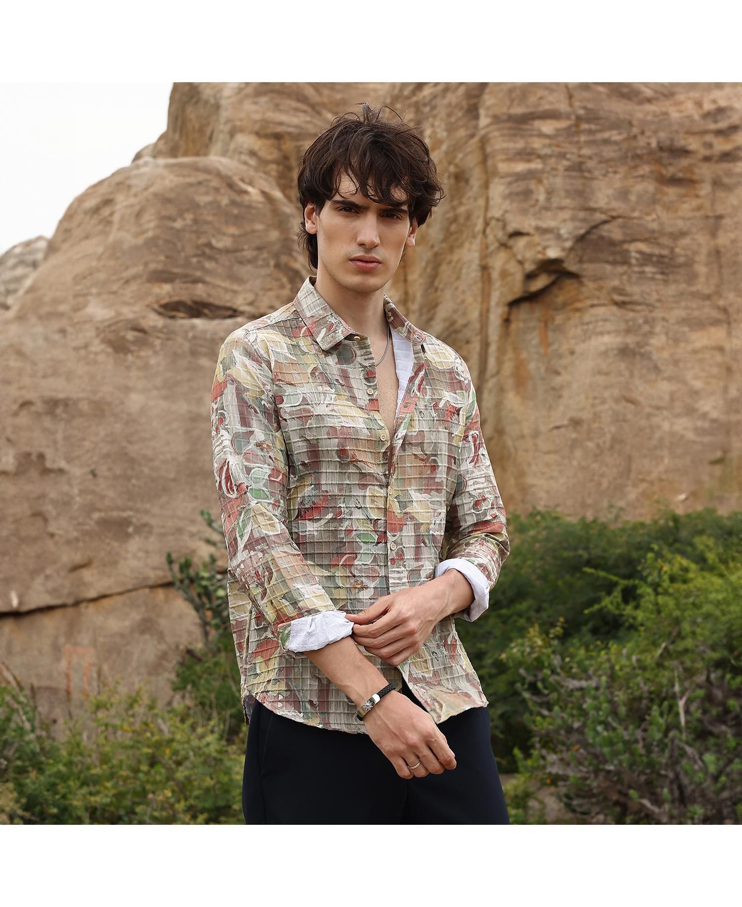 Men's Multicolour Artistic Botanical Shirt