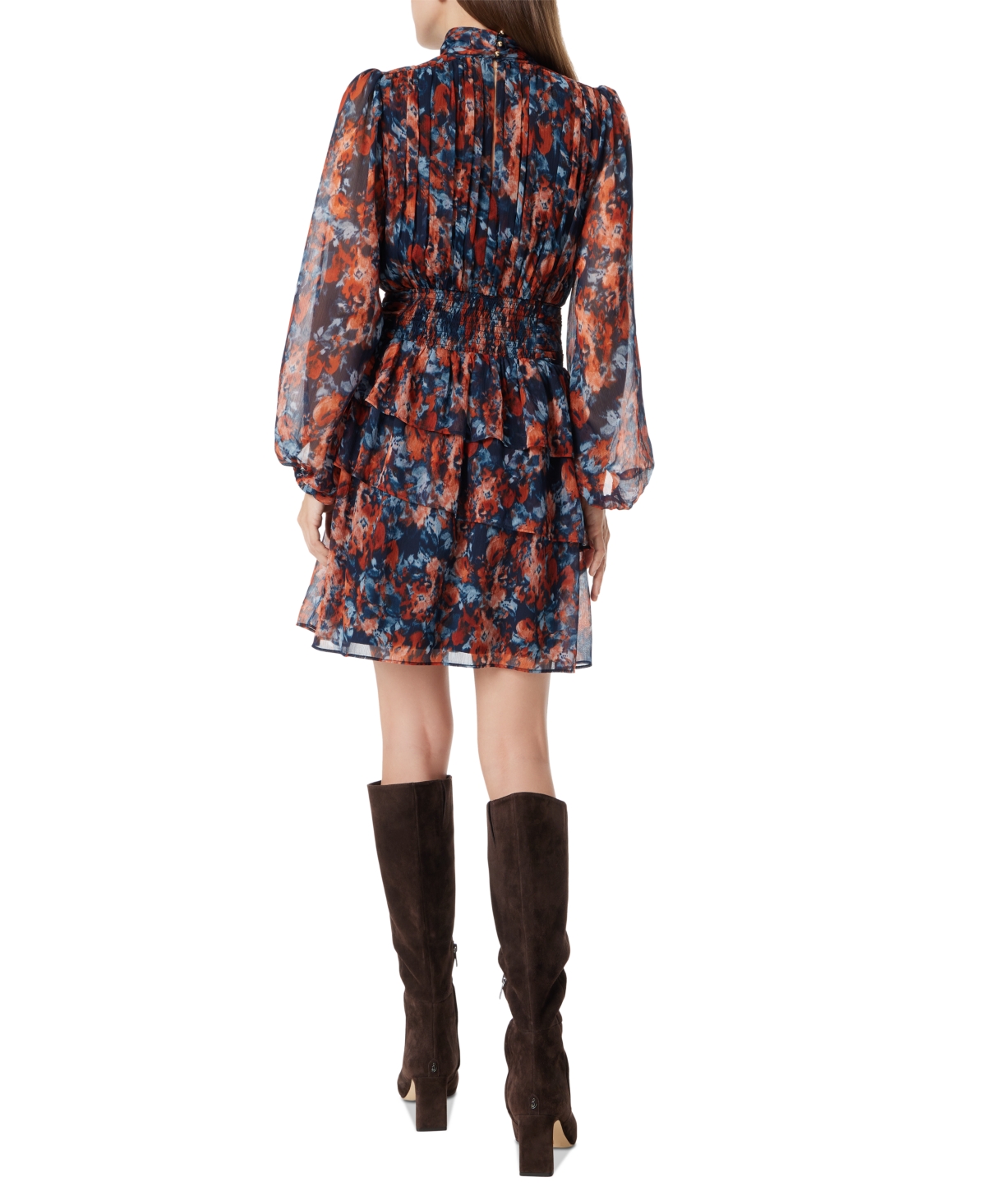 Sam Edelman Women's Ava High-Neck Floral-Print Dress - Navy-Flora Futura